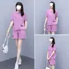 Ropa deportiva talla grande 100 kg para mujeres talla grande, atuendo casual de verano, moda estilo coreano, conjunto de dos piezas suelto de pantalones cortos para correr para mujeres