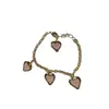 MOY Original Moda Francesa Temperamento Rosa Suave Corazón de Melocotón Forma de Corazón Piedra en Polvo Cadena de Perlas Pulsera al por Mayor