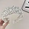Diadema Ancha Tejida de Lunares de Corona Alta para Mujer 2025 Nuevo Accesorio para el Cabello de Uso Diario Elegante Pasador Tocado