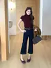 Otoño TOP Estilo Europeo Guangzhou Trece Filas Originales Jeans Capri de Mezclilla Antidescoloración Elásticos de 8 Puntos con Cinturón 82616