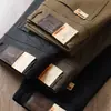Estación europea otoño e invierno pantalones gruesos de sarga lavada clásico cinco bolsillos para hombre caqui corte business rectos pantalones casuales