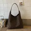 Bolso Tote de Lona de Gran Capacidad con Estampado de Leopardo a la Moda para Mujer 2025 Otoño Nuevo Bolso de Hombro Único Retro de Gama Alta