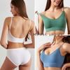 Conjunto de Lingerie Europeu e Americano Personalizado para Mulheres Sem Aro Camisola Respirável Mostrando Seios Grandes Pequeno Sexy Conjunto de Sutiã Sem Costura