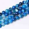 Colar de Contas Soltas de Cristal Ágata Azul Acessórios para Joias DIY Semi-Acabado Contas para Pulseira Masculina e Feminina Contas Soltas