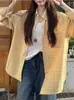 Camisa Jacket de Cuadros Amarillos Retro de Comercio Exterior para Mujer Verano Celebridad de Internet Cardigan Holgado Camisa a Cuadros con Cuello Polo