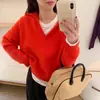 Suéter tejido de lana pura para mujer, con cuello grande estilo coreano, moderno y rejuvenecedor, engrosado para usar como prenda exterior, con un aspecto de alta gama y elegante