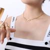 Collar cuadrado de azúcar estilo japonés y coreano con textura de flor de metal, diseño de hebilla Ot, para mujer, acero de titanio, chapado en oro al vacío PVD, cadena para el cuello, joyería