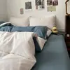 Conjunto Simples Nórdico Lixado Lavado de Quatro Peças Amigo da Pele Cor Sólida Conjunto Lavado de Duas Peças Kit para Dormitório de Estudante