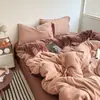 Juego de cuatro piezas de terciopelo de leche de doble cara engrosado para invierno, ropa de cama de forro polar de coral más terciopelo, cálida funda nórdica de franela, sábana