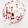 Globo de lentejuelas de 18 pulgadas con red de confeti rojo, rosa y dorado, globo de látex transparente.