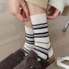 Calcetines Maillard Pile con Puntadas Peludas Rayas Algodón para Mujer Retro Otoño e Invierno Cálidos Absorbentes de Sudor de Media Pantorrilla