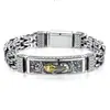 Pulsera de dinero tatuaje de paz de doble cadena valiente personalidad popular moda retro para hombre pulsera de plata joyería transfronteriza