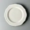 Em estoque prato de cerâmica branco puro com relevo de renda retrô francês prato de sobremesa ocidental prato de café da manhã casa com aparência sofisticada