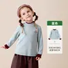 Ropa para Niños Tongbei 2026 Otoño Nueva Camiseta para Niños Sencilla Casual Bloque de Color Cuello Semi-Alto Polar Cálido Camiseta Base