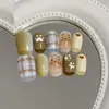 Unhas Usáveis Feitas à Mão Atacado Xiaohongshu Douyin Venda Quente Diamante Borboleta Coração High-End Nail Art Unhas Usáveis 24 Peças