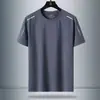 Camiseta de Manga Corta para Hombre Verano Color Sólido Holgada Transpirable Alta Elasticidad Secado Rápido Camiseta Deportiva Casual para Hombre Seda de Hielo Secado Rápido