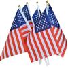 Bandera Americana de Punto Transfronterizo Bandera de Mano con Asta de Madera Punta Dorada Asta de Plástico 10*15cm Bandera de Poliéster