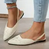 Sandálias de Moda Europeia Tamanho Grande com Uma Tira Bordadas Costas Abertas Salto Baixo Bico Fechado Bico Apontado Sapatos Individuais Decotados Femininos