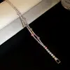 Pulsera con Cierre Redondo de Circonita Chapada en Oro Real de 18K, Pulsera Personalizada Simple y de Moda, Sensación de Lujo Ligero y de Alta Gama, Joyería para Mujer