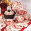 Set de Vajilla de Tazón y Plato con Color Bajo Cubierta para Cena para el Hogar y Boda, Combinación de Plato y Tazón, Juego Completo, Regalo de Inauguración de Casa, Tazón de Cerámica