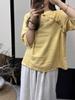 Verano 2025 Nuevo Estilo Artístico Solapa Asimétrica Botones Camisa Cuello Vertical Camisa de Manga Corta Estilo Retro Corta para Mujer
