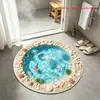 Tapete de Chão para Tanque de Peixes Redondo Pequeno Visual 3D Tapete para Banheiro Resistente à Sujeira Resistente ao Desgaste Fácil de Limpar Tapete para Pés Tapete de Chão Fresco para Vaso Sanitário