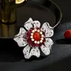 Lujo Ligero y Sensación de Alta Gama, Broche de Flor de Peonía de Ágata Roja Natural, Broche de Flor de Corindón Rojo Rico y Lujoso, Artículo Más Vendido