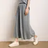 Calça saia fina feminina estilo coreano cor sólida cintura alta fio Yangzi penteado solta casual toda em lã nova calça de tricô