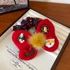 Diadema de lana marrón Maillard tejida con letra de amor alta diadema superior de calavera otoño e invierno retro accesorios para el cabello de alta gama para mujeres