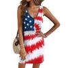 Falda chaleco Amazon transfronteriza de comercio exterior Europa y Estados Unidos vestido casual serie Día de la Independencia teñido anudado costuras falda estampada mujer