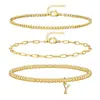 Pulseira de 26 Letras Estilo Europeu e Americano Amazon Transfronteiriça Pulseira de Contas Douradas Empilháveis da Moda Conjunto de Três Peças Presente de Aniversário