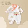 Mono de bebé de primavera y otoño de algodón puro sin huesos, ropa de escalada, ropa para recién nacidos, ropa de hogar de estilo chino para bebés, pijamas