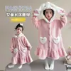 Ropa de estar de franela engrosada de otoño e invierno para niños, bata de noche de vellón de coral para bebés y niñas, pijamas nuevos de estilo largo