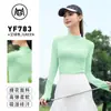 Ropa de Golf para Mujer Primavera y Verano Protección Solar Camiseta de Manga Larga de Cuello Alto Ropa Base para Mujer Tops