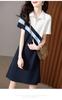 Vestido de Mujer Verano 2025 Verano Nuevo Estilo Coreano Moda Empalmado Casual Cintura Adelgazante Look Vestido con Cuello Polo