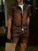 Moda Masculina 2026 Transfronteriza Conjunto a Juego de Top y Pantalones Cortos con Estampado 3D de Manga Corta