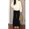 Jeans de Pierna Ancha Acampanados para Mujer con Forma de Cuerpo de Pera Negra, Forrados de Polar para Invierno, Engrosados, Corte Holgado, Tallas Grandes, Pantalones Adelgazantes de Pierna Ancha