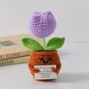 Flor de Tricô de Energia Positiva Transfronteiriça Planta em Vaso Produto Acabado Fio de Lã Flor de Simulação Ornamento de Mesa Boneca de Cartão de Mão