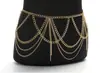 Accesorio de cintura con borlas metálicas estilo europeo y americano WMS, cinturón de cadena para la cintura multicapa de aleación, dorado y plateado, decoración de ropa