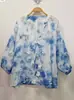 Vestido artístico azul tie-dye hecho a mano de Radix Isatidis de planta pura original, sobrecapas exteriores protectoras solares