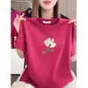 Novidades~2026 Camiseta de Manga Curta para Mulheres, Verão, Caimento Solto, Top Estampado Emagrecedor, Moda para Mães, Camiseta Casual com Gola Redonda