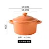 Olla de Cerámica para Estofado Casera Japonesa Macarrón Bebé Bol para Huevos al Vapor Comida Complementaria Infantil Orejas Dobles con Tapa Natillas No