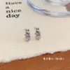 Colección de Pendientes de Pin Recto de Gato Kt con Microincrustaciones de Circonita de Cobre de Dibujos Animados para Mujer, Pendientes Lindos Dulces Geniales de Aguja de Plata para Estudiantes