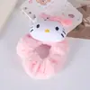 Scrunchie de Pelúcia Sanrio Outono Inverno Crianças Kuromi Elástico Alta Elasticidade Prendedor de Garra Acessórios Fofos Acessórios de Cabeça