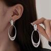 Anillo de Aguja de Plata Hong Kong Yan S925 Aretes Delgados Facetados Ovalados Mujeres 2024 Nueva Moda Aretes Coreanos de Industria Pesada