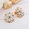 Pendientes de copo de nieve y girasol con incrustaciones de diamantes para mujer, pendientes de boda exquisitos, transfronterizos europeos y americanos de eBay