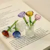 Adornos de Flor de Rosa de Cristal, Decoraciones de Vidrio de Alta Gama para el Escritorio, Flores Artificiales, Regalos de Cumpleaños, Artículos Populares de Venta Transfronteriza
