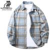 Camisa de Lana a Cuadros para Hombre Nueva Primavera y Otoño Retro Holgada Moderna Camisa a Cuadros Estilo Americano Moda Urbana Moderna Top