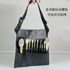 Bolsa de Cintura Negra de PU de un Solo Lado al por Mayor en Stock para Maquilladores y Equipos de Maquillaje, Bolsa Portátil Cruzada para Almacenamiento de Brochas de Maquillaje