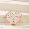 Broche Criativo de Gato em Desenho Animado, Formato de Tigela e Hashis, Emblema de Gatinho Pintando Roupas, Alfinete de Metal para Bolsa de Menina Fofa